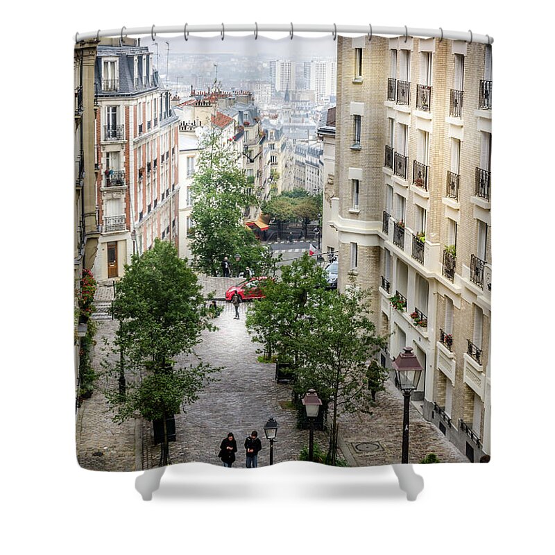 Paris Shower Curtain featuring the photograph The view from Montmartre steps, Paris France 2 by Perry Rodriguez