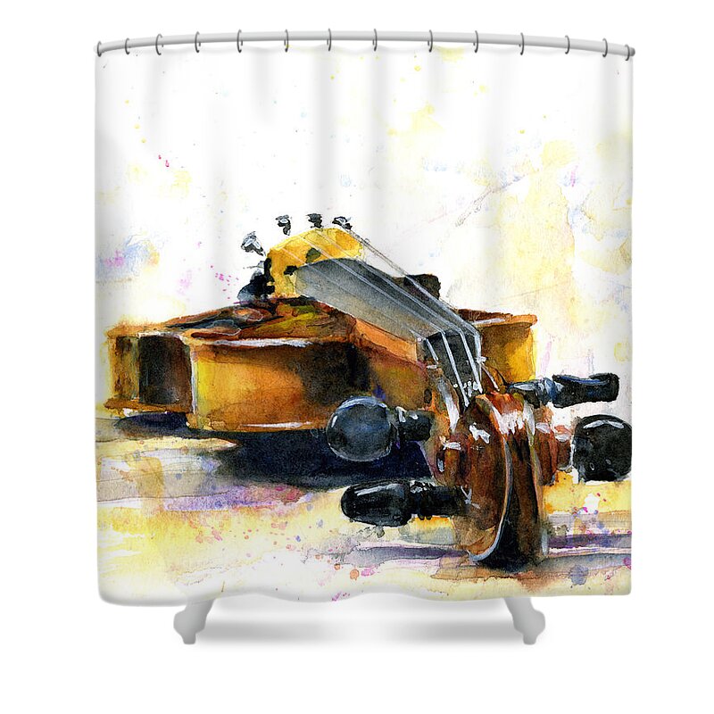 Violin. Watercolor Shower Curtain featuring the painting The Violin by John D Benson