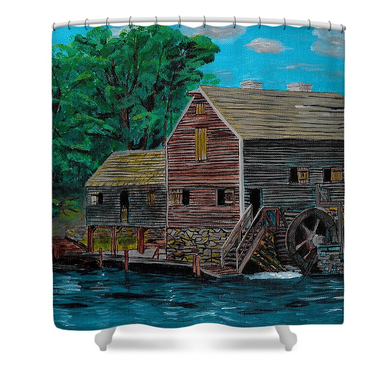 Water Shower Curtain featuring the painting The Water Mill by David Bigelow