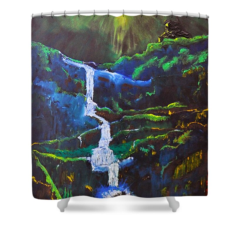 Waterfall Shower Curtain featuring the painting The Waterfall by Stefan Duncan
