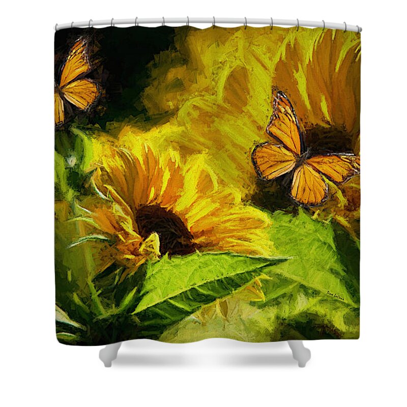 Monarch Butterfly Shower Curtain featuring the painting The Wings Of Transformation by Tina LeCour