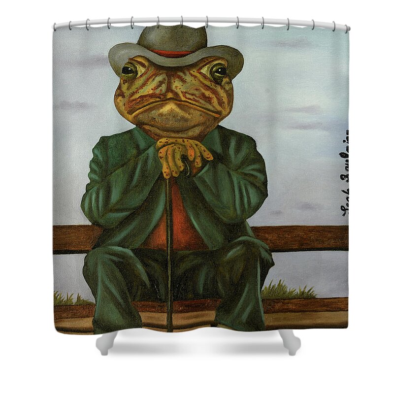 Toad Shower Curtain featuring the painting The Wise Toad by Leah Saulnier The Painting Maniac