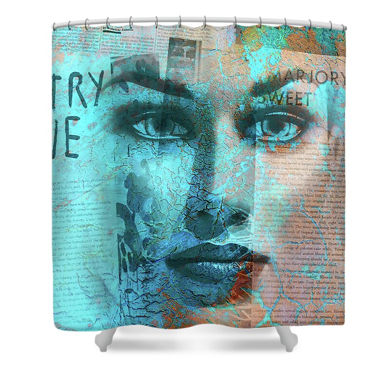 Letter Shower Curtain featuring the digital art The woman behind the letters by Gabi Hampe