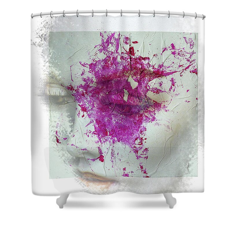 Woman Shower Curtain featuring the digital art The woman with the pink splash by Gabi Hampe