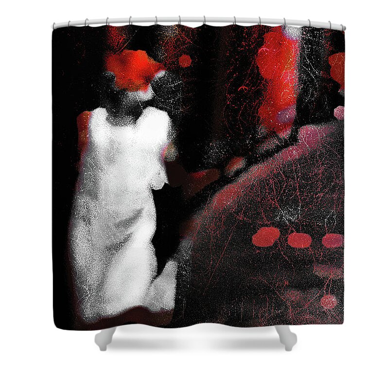 Woman Shower Curtain featuring the photograph The woman with the white dress by Gabi Hampe