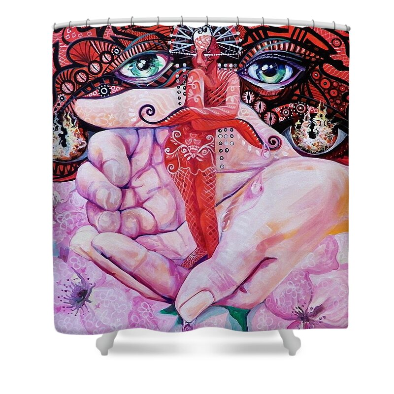 Red Butterfly Shower Curtain featuring the painting Red Butterfly #2 by Yelena Tylkina