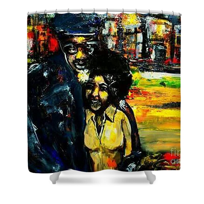 Urban Community Service Shower Curtain featuring the painting The World is a Getto by Tyrone Hart