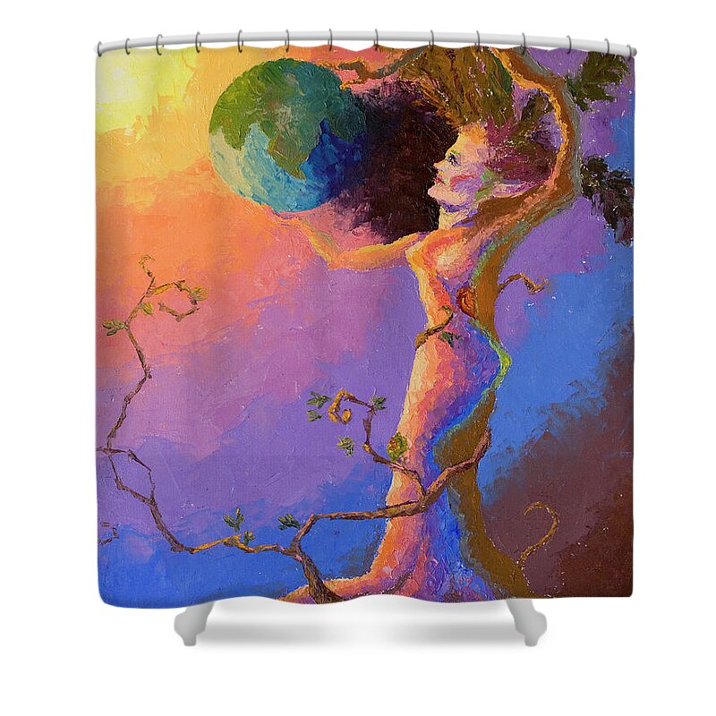 Cards Shower Curtain featuring the painting The World by Srishti Wilhelm
