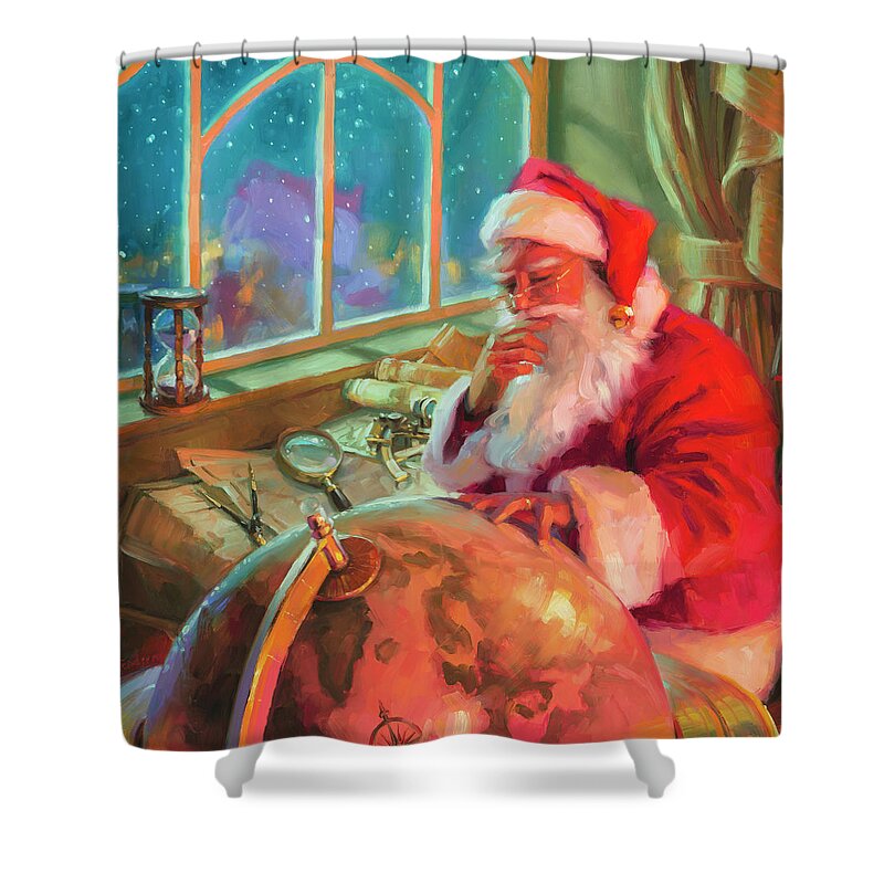 Christmas Shower Curtain featuring the painting The World Traveler by Steve Henderson