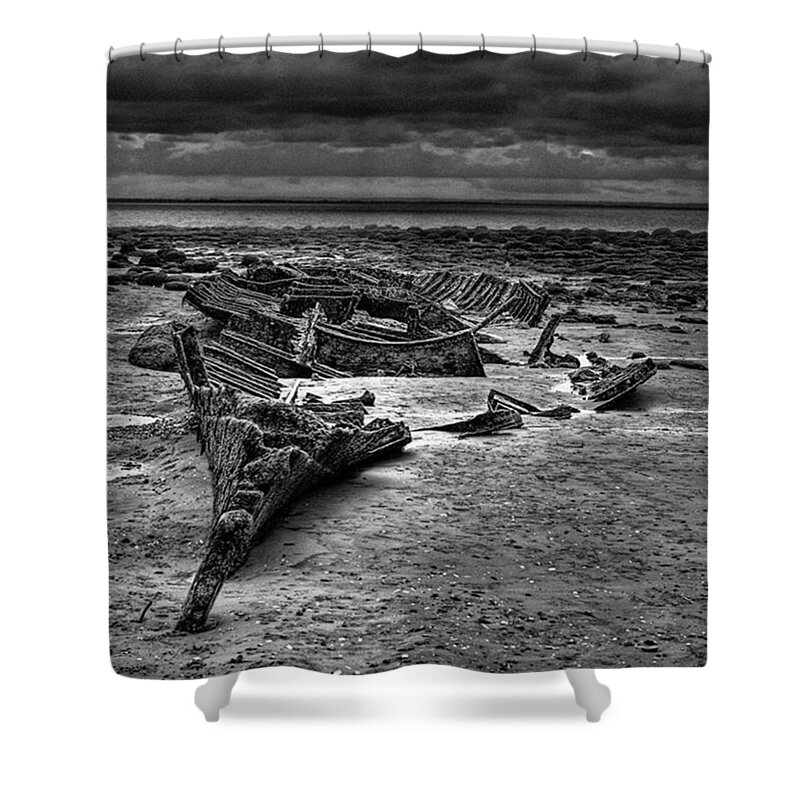 Trawler Shower Curtain featuring the photograph The Wreck Of The Steam Trawler by John Edwards
