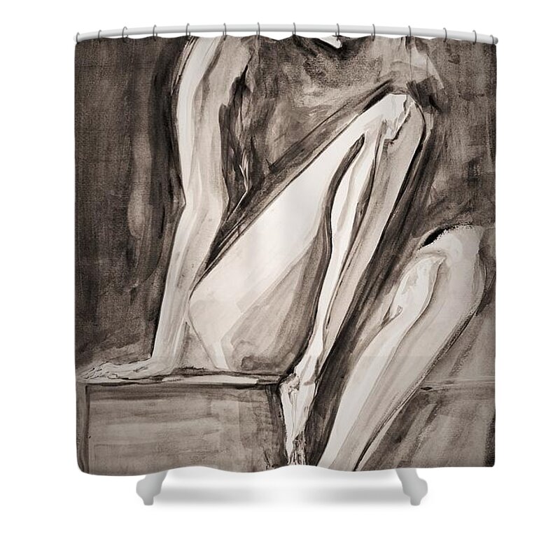 Woman Shower Curtain featuring the painting The Yearning by Christel Roelandt