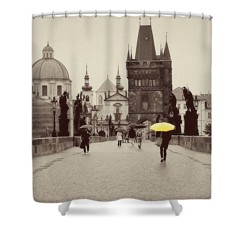 Prague Shower Curtain featuring the photograph The Yellow Umbrella For Erin by Ivy Ho