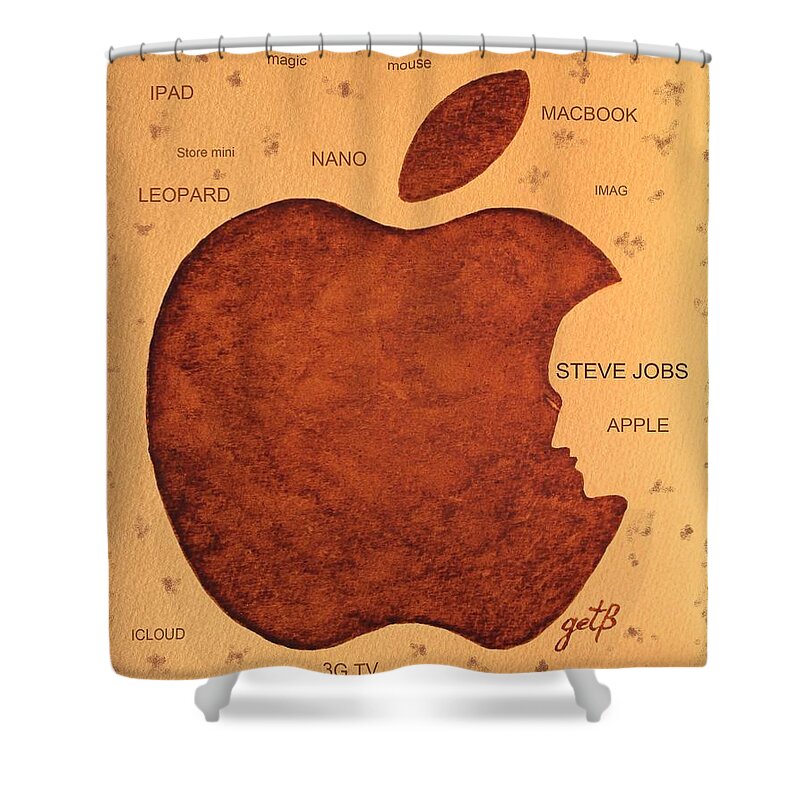 Steve Jobs Tribut Shower Curtain featuring the painting Think Different Steve Jobs by Georgeta Blanaru