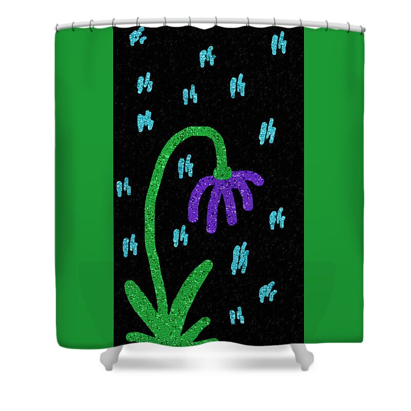 Mosaic Shower Curtain featuring the mixed media Thirsty Purple Flower by Shelli Fitzpatrick