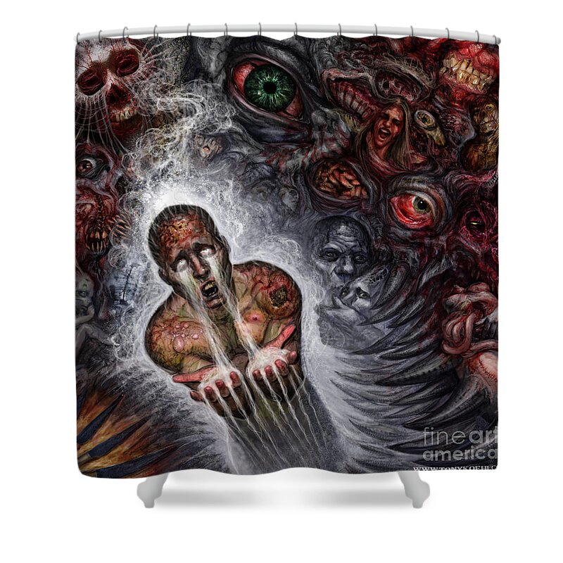 Tony Koehl Shower Curtain featuring the mixed media This Cant Be Real by Tony Koehl