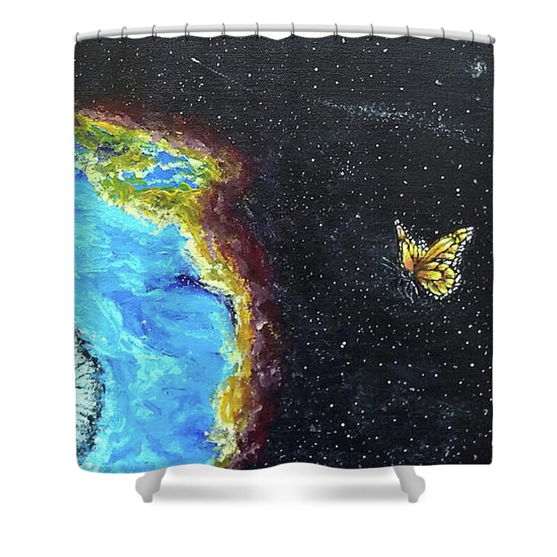 Space Shower Curtain featuring the painting This is Where... by Kevin Daly