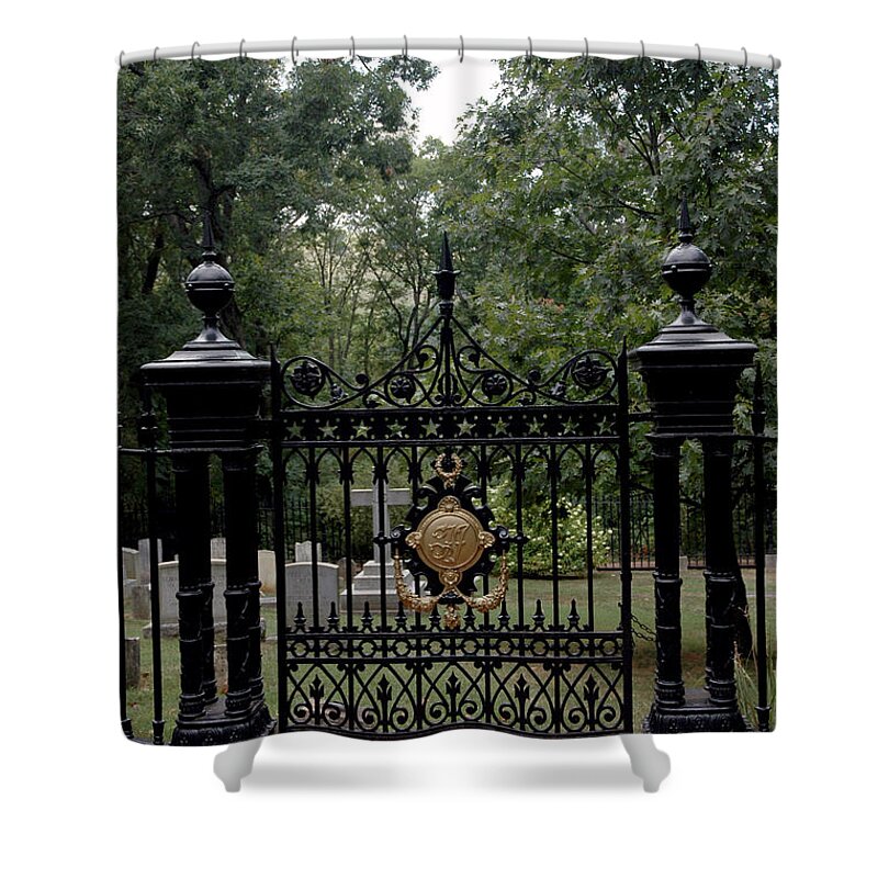 Usa Shower Curtain featuring the photograph Thomas Jefferson Grave site Monticello by LeeAnn McLaneGoetz McLaneGoetzStudioLLCcom