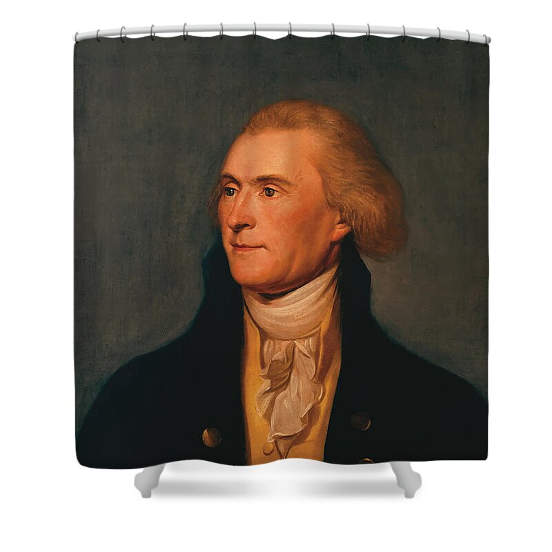 Thomas Jefferson Shower Curtain featuring the painting Thomas Jefferson by War Is Hell Store