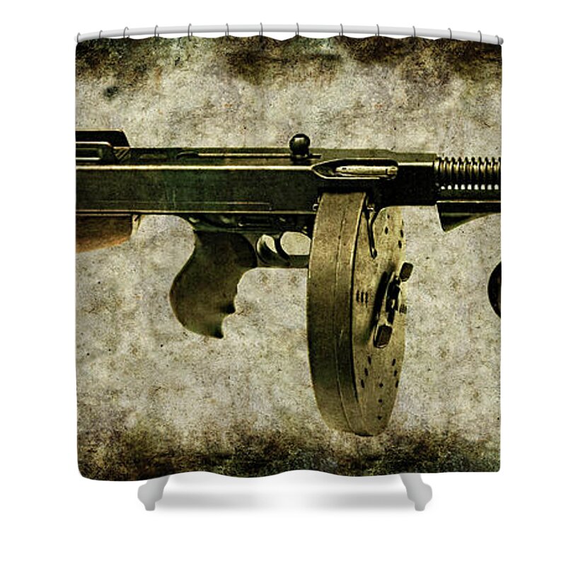 Thompson Shower Curtain featuring the photograph Thompson submachine gun 1921 by Weston Westmoreland