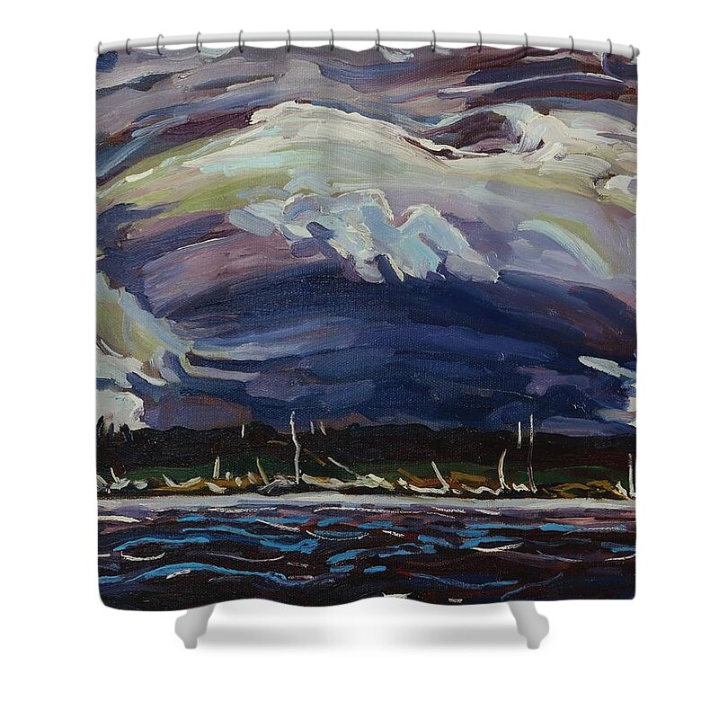 886 Shower Curtain featuring the painting Thomson's Thunderhead by Phil Chadwick