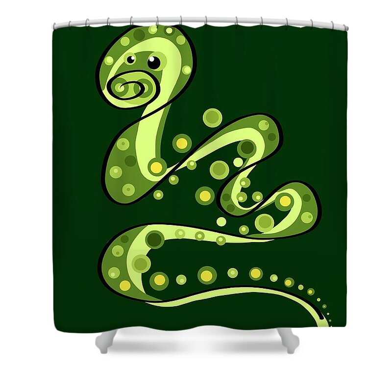 Snake Shower Curtain featuring the painting Thoughts and colors series snake by Veronica Minozzi