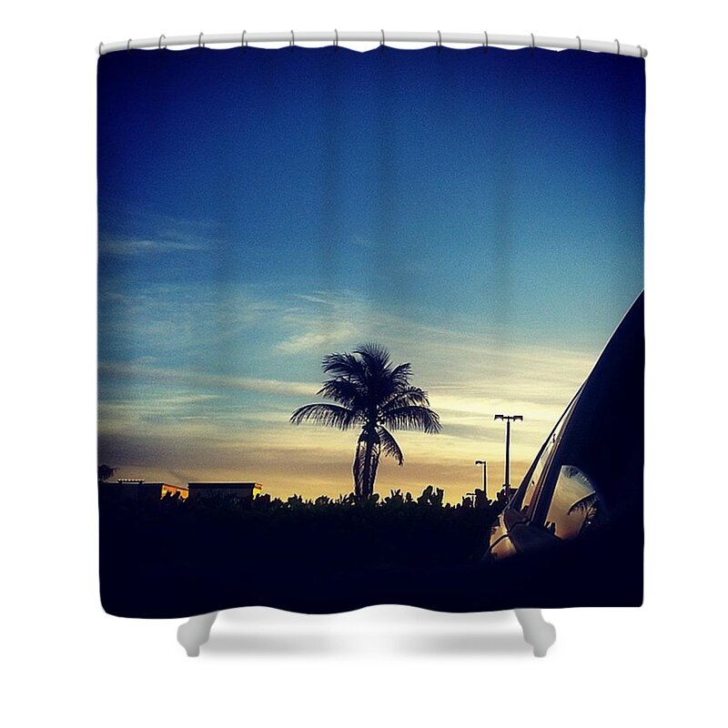 Palmtree Shower Curtain featuring the photograph Patient Sunset by Roberto Munoz