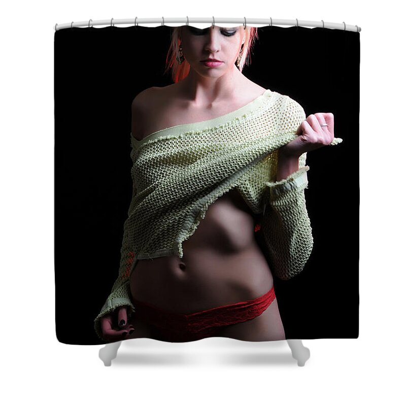 Boudoir Photographs Shower Curtain featuring the photograph Thoughtless motion by Robert WK Clark