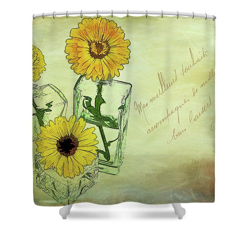 Illustration Shower Curtain featuring the photograph Three by Cathy Kovarik