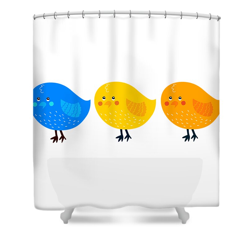 T-shirt Shower Curtain featuring the digital art Three Little Birds Tee by Edward Fielding