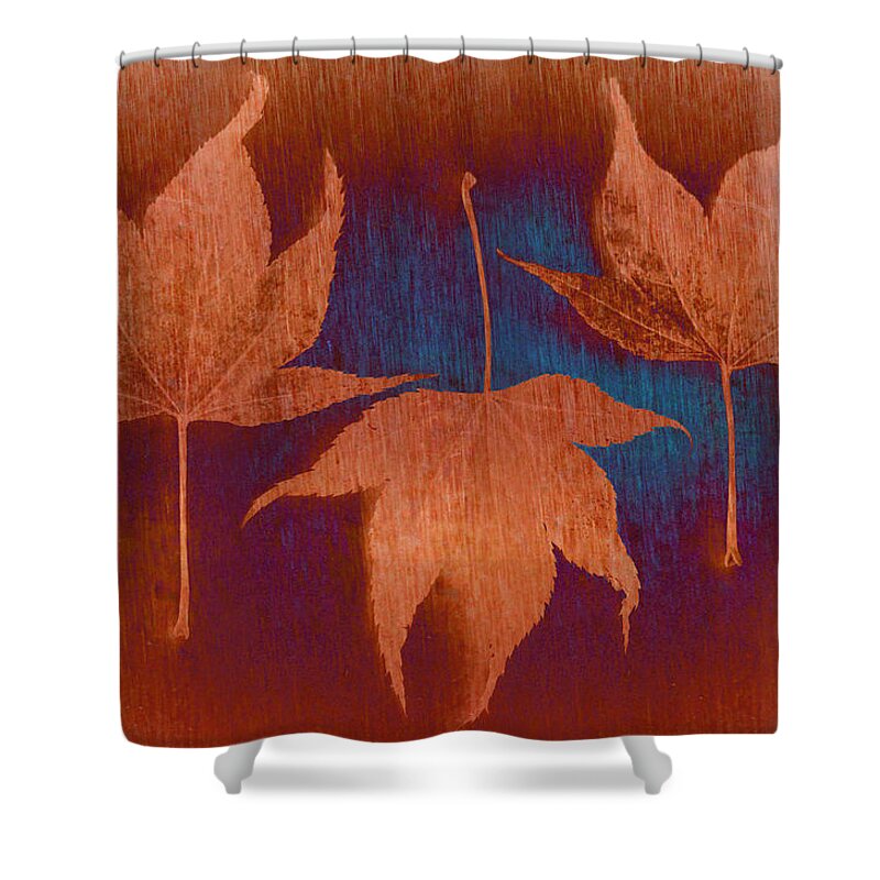 Leaves Shower Curtain featuring the photograph Three Maple Leaves by Don Schwartz