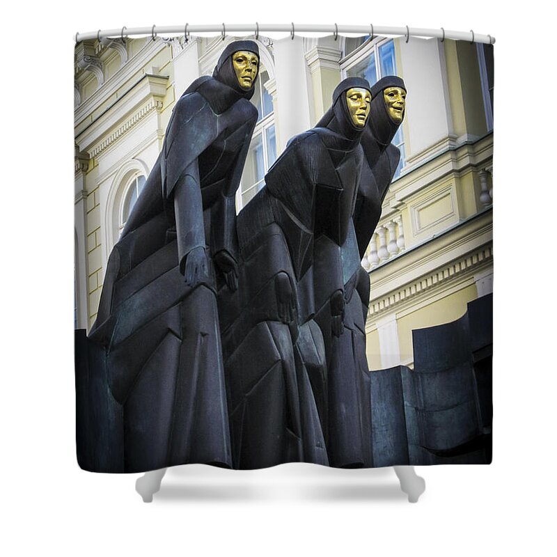 Landmarks Shower Curtain featuring the photograph Three Muses - Calliope Thalia and Melpomene by Mary Lee Dereske