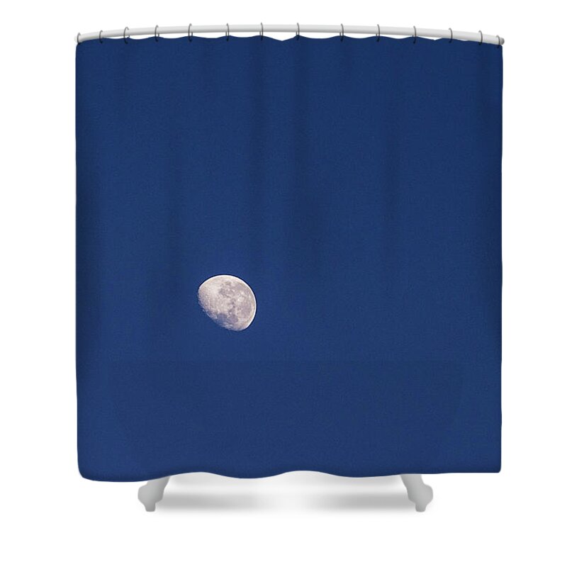 Moon. Lunar Shower Curtain featuring the photograph Three Quarter Moon by Tania Read