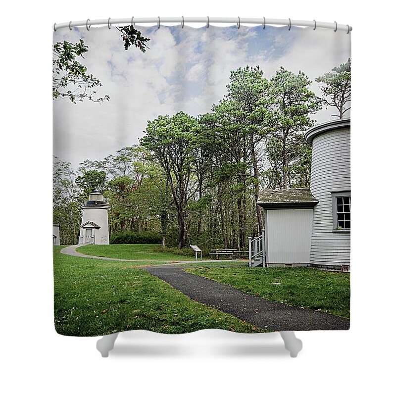Lighthouses On The Coast Shower Curtain featuring the photograph Three Sisters Lighthouses by Patrice Zinck