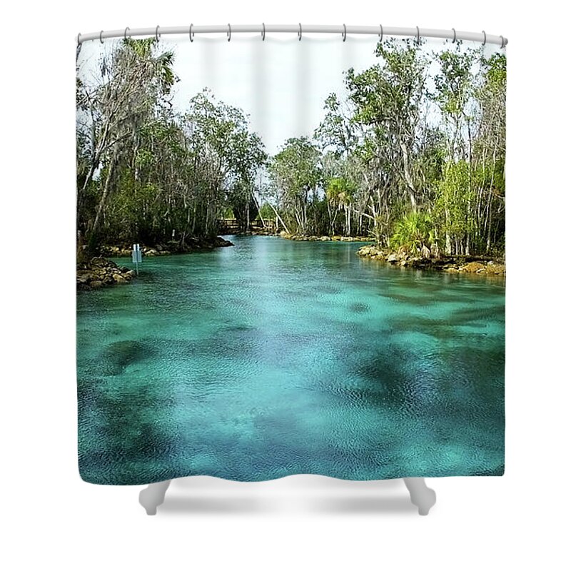 Three Sisters Springs Shower Curtain featuring the photograph Three Sisters Springs Long View by Judy Wanamaker