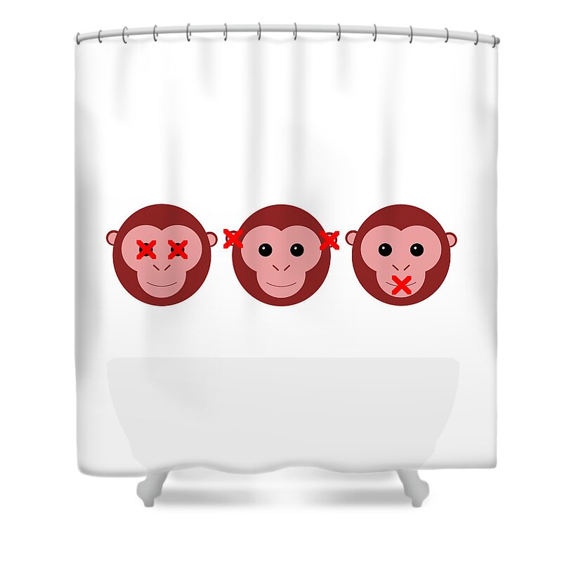 Richard Reeve Shower Curtain featuring the photograph Three Wise Monkeys by Richard Reeve
