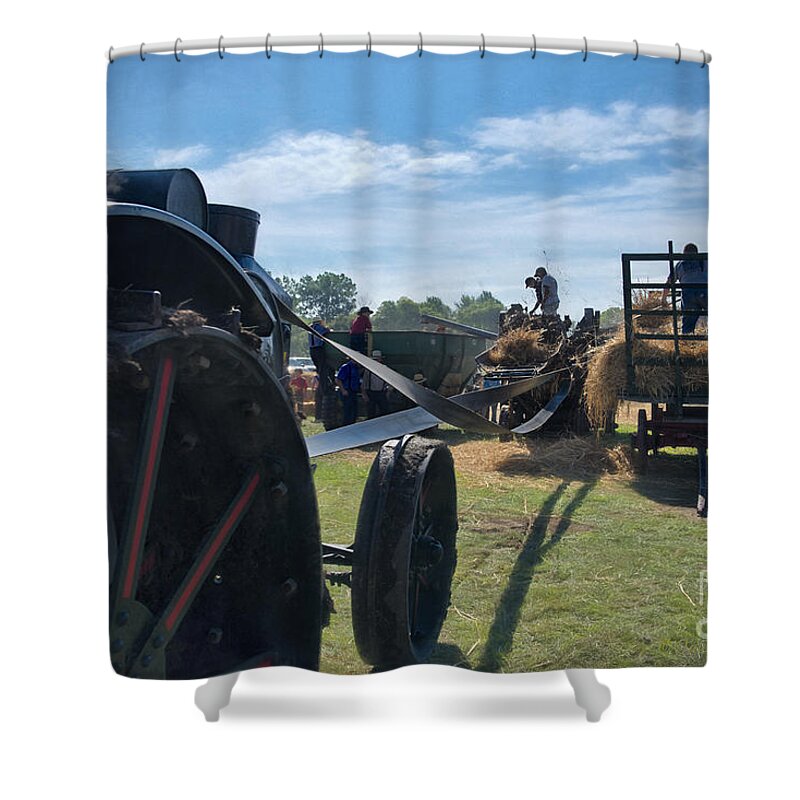 Steam Engines Shower Curtain featuring the photograph Threshing Grain by David Arment
