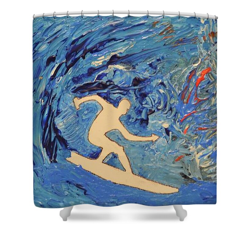 Surfer Shower Curtain featuring the painting Through It All by Art By G-Sheff