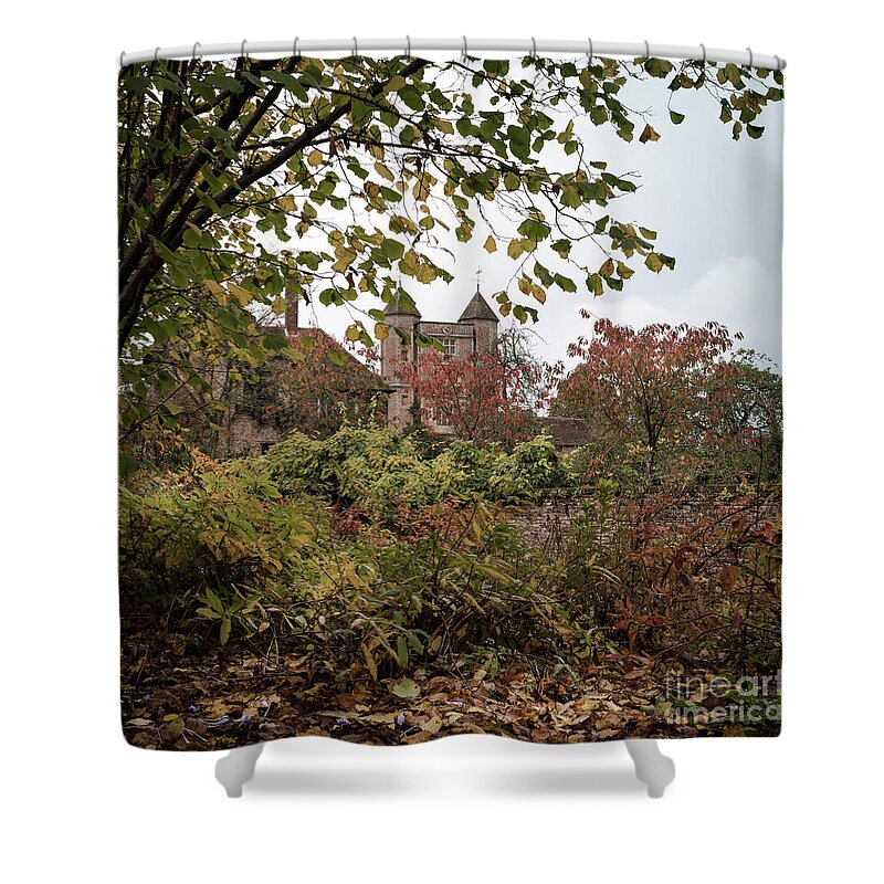 Russet Shower Curtain featuring the photograph Through Leaves, Sissinghurst Castle Gardens by Perry Rodriguez