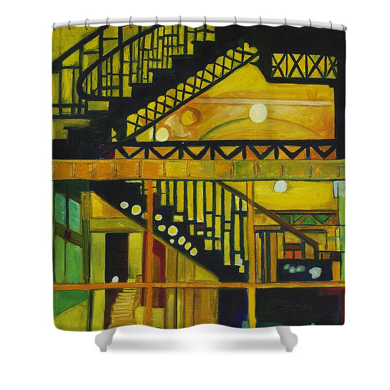 Abstract Shower Curtain featuring the painting Through Parisian Glass by Patricia Arroyo