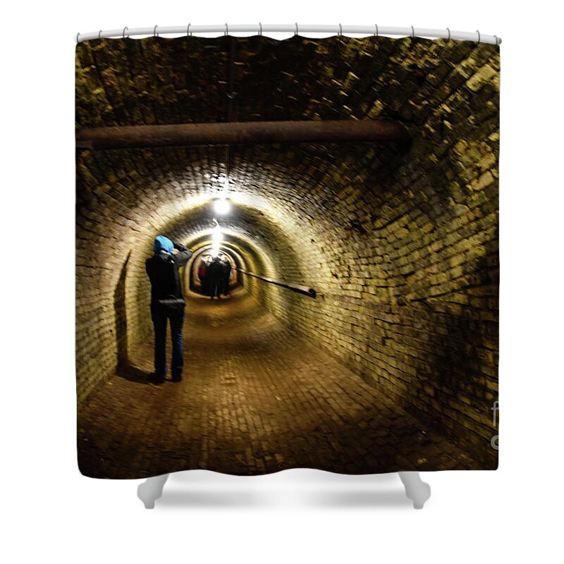 Michigan State Hospital Shower Curtain featuring the photograph Through the Tunnel by Grace Grogan
