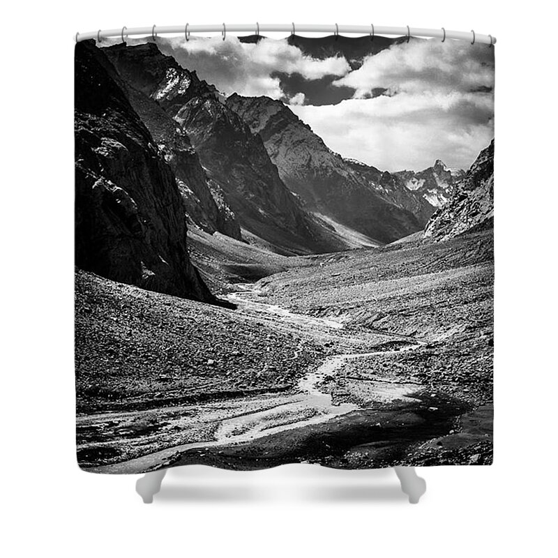 Mountains Shower Curtain featuring the photograph Through Valleys And Peaks, Life Is by Aleck Cartwright