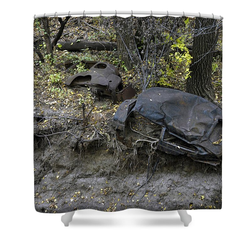 Wrecks Shower Curtain featuring the photograph Throw Away - Cars by DArcy Evans