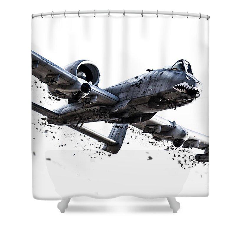 A10 Shower Curtain featuring the digital art Thunderblt Shatter by Airpower Art