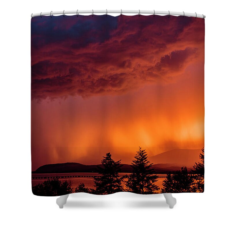 Clouds Shower Curtain featuring the photograph Thunderstorm at Sunset 2 by Albert Seger