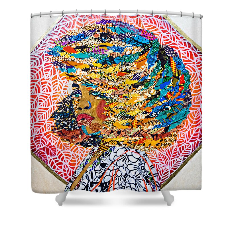 Black Hair Shower Curtain featuring the tapestry - textile Ti Amor - I Am Not My Hair by Apanaki Temitayo M
