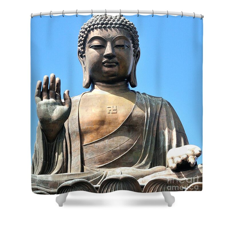 Tian Tan Buddha Shower Curtain featuring the photograph Tian Tan Buddha by Joe Ng