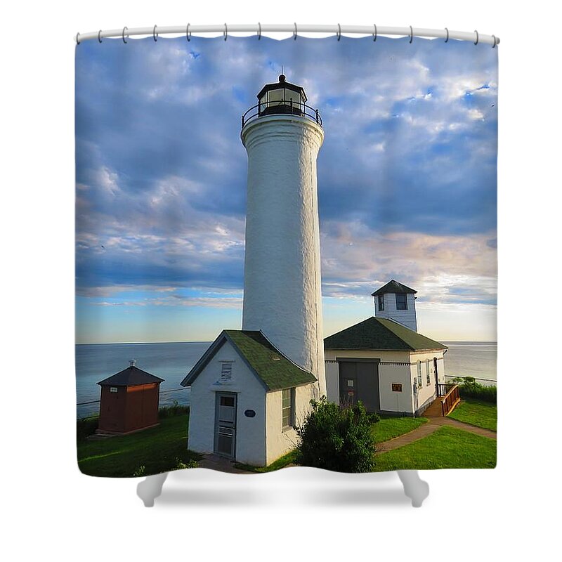 Tibbetts Point Lighthouse Shower Curtain featuring the photograph Tibbetts Point Lighthouse in June by Dennis McCarthy