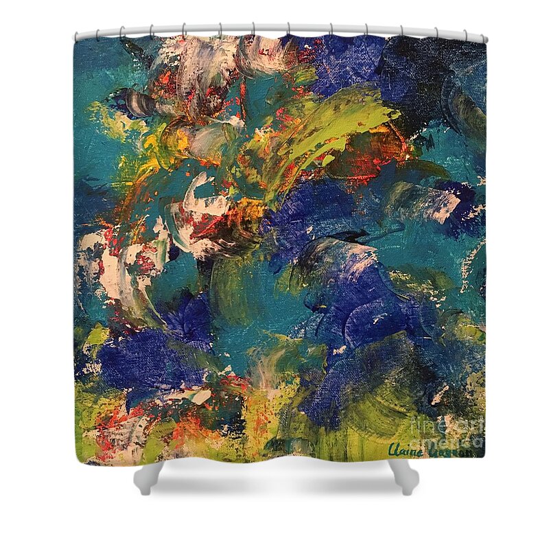 Abstract Shower Curtain featuring the painting Tidal Wave by Claire Gagnon
