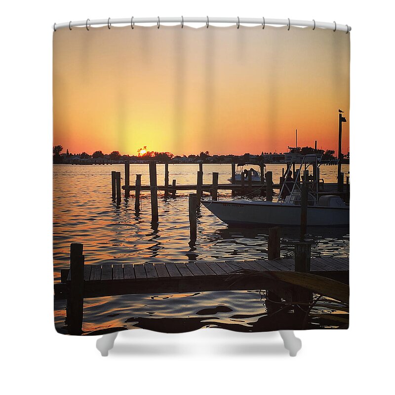 Sunset Shower Curtain featuring the photograph Tide Table Sunset by Jean Macaluso