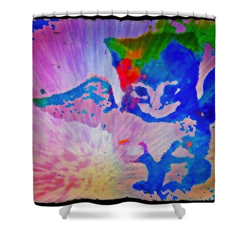 Cat Shower Curtain featuring the digital art Tie dye Tiger by Christine Paris